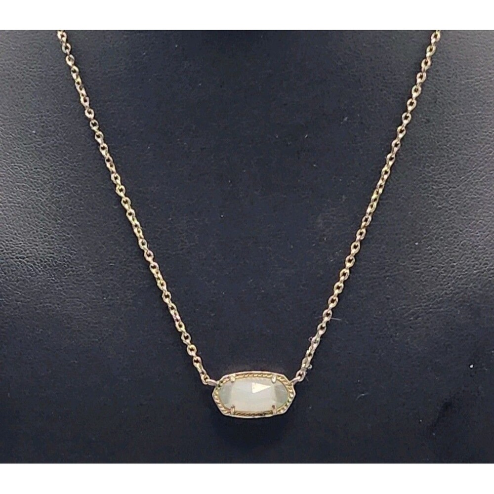 Kendra Scott Elisa Pendant Silver Necklace in Slate Cat Eye's Glass #2
